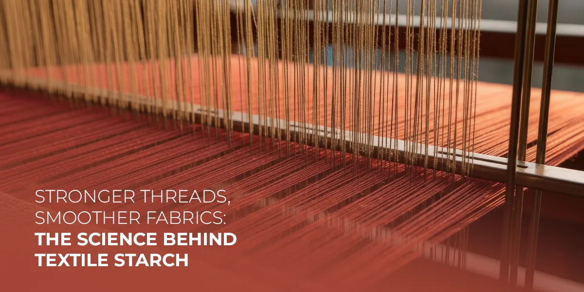 Textile starch application on yarn during warp sizing process in textile manufacturing